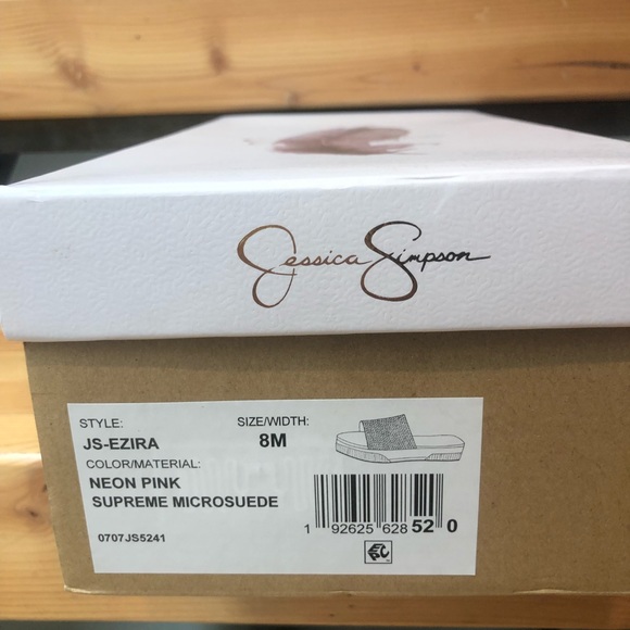 Jessica Simpson Neon Pink Ezira Platform Slides - Picture 6 of 7